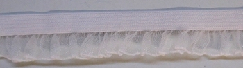 Elastic Lace+Organza ruche 15-16mm (50 m), White